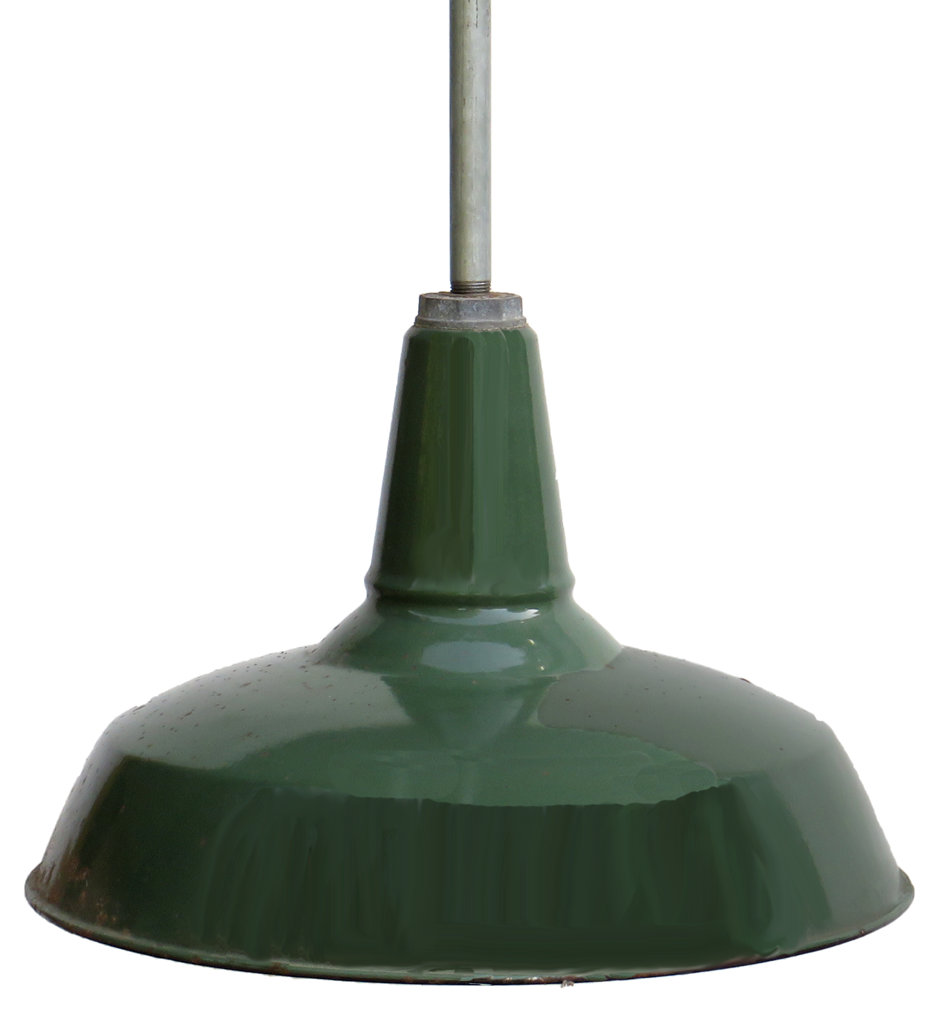 Vintage Industrial Chic Pendant Lights With Green Enamel Shades, Pair