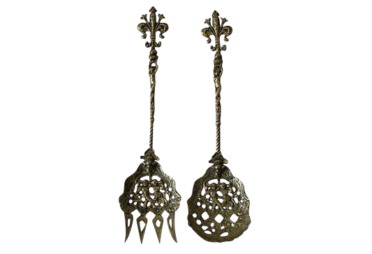 Vintage Italian Brass Salad Servers, A Pair