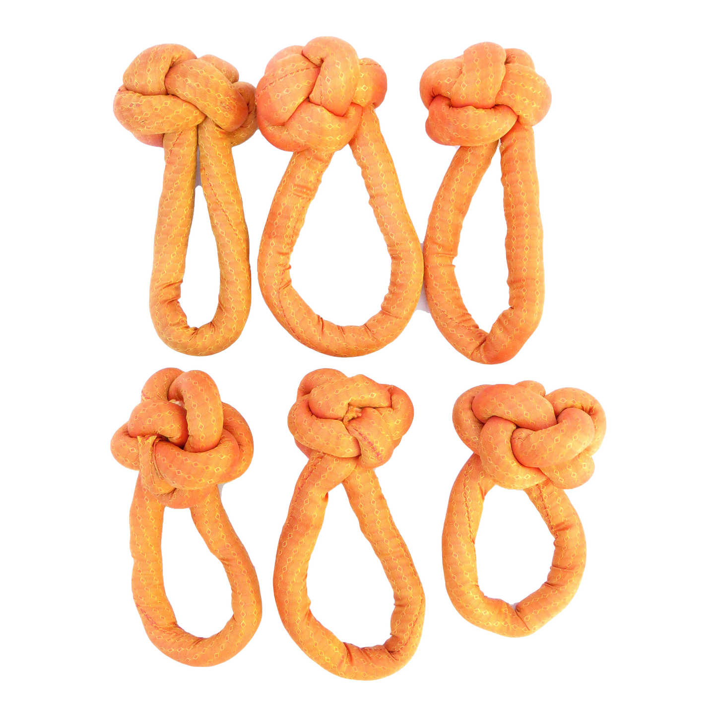 Vintage Melon Orange Fabric Knot Napkin Rings, Set of 6