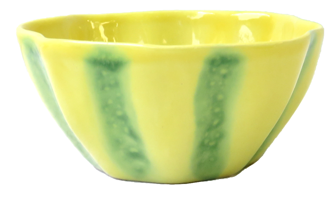 Vintage Portuguese Yelllow & Green Melon Bowls, Set of 4