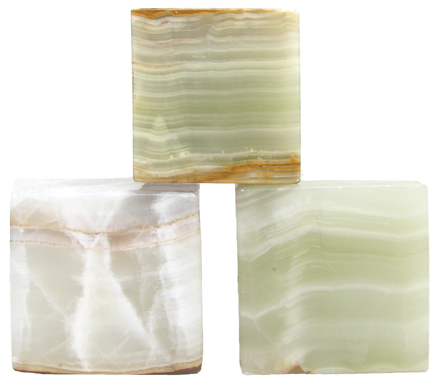 Vintage Sage Green & White Onyx Stone Cubes- Set of 3