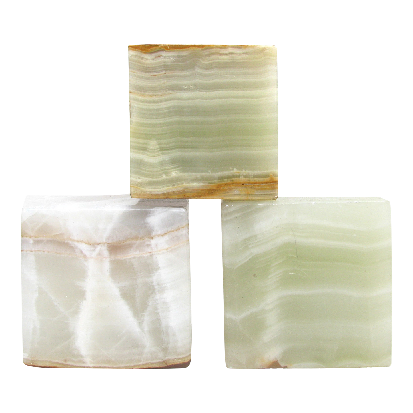 Vintage Sage Green & White Onyx Stone Cubes- Set of 3