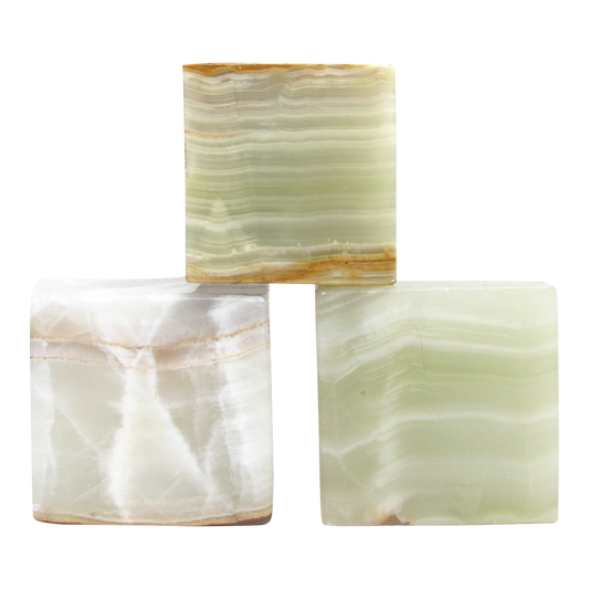 Vintage Sage Green & White Onyx Stone Cubes- Set of 3