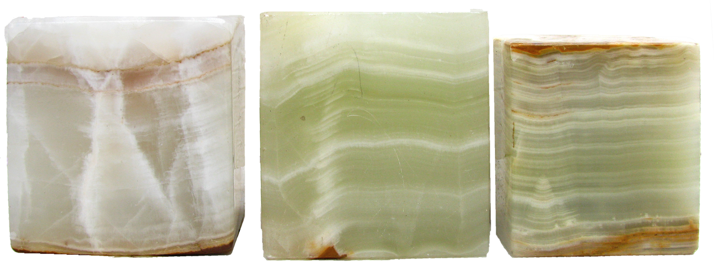 Vintage Sage Green & White Onyx Stone Cubes- Set of 3