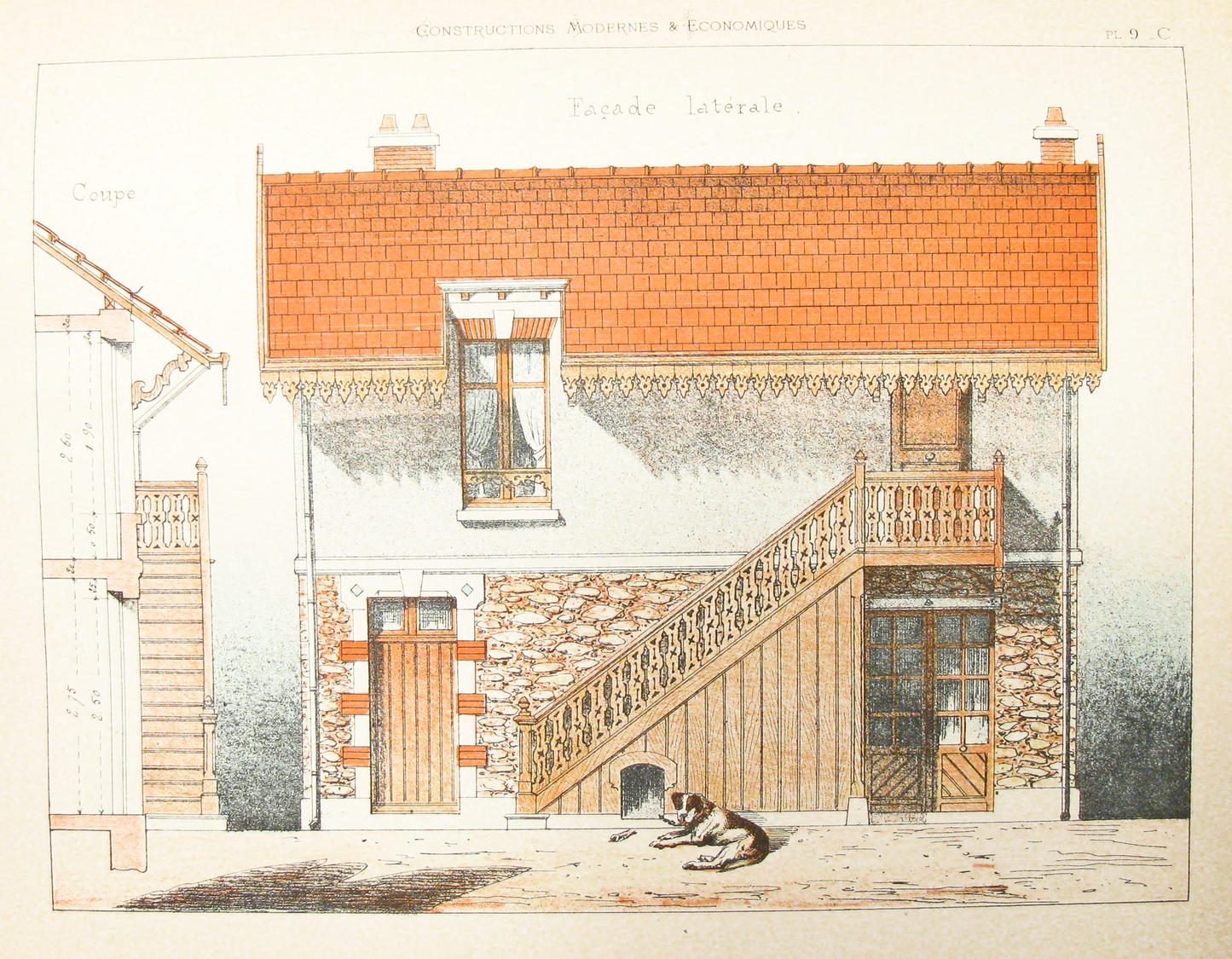 1880s French Architectural Lithograph Folio - 1st. Volume, 25 sheets