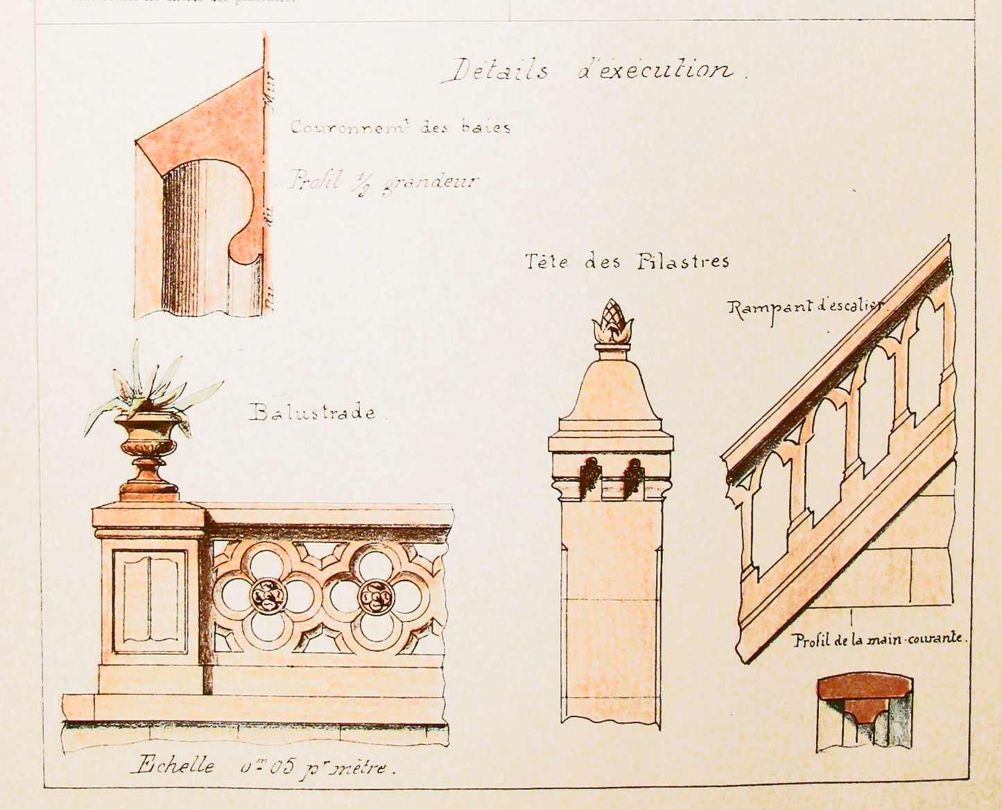 1880s French Architectural Lithograph Folio - 1st. Volume, 25 sheets