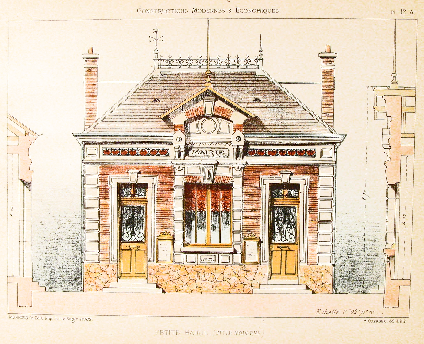 1880s French Architectural Lithograph Folio - 1st. Volume, 25 sheets