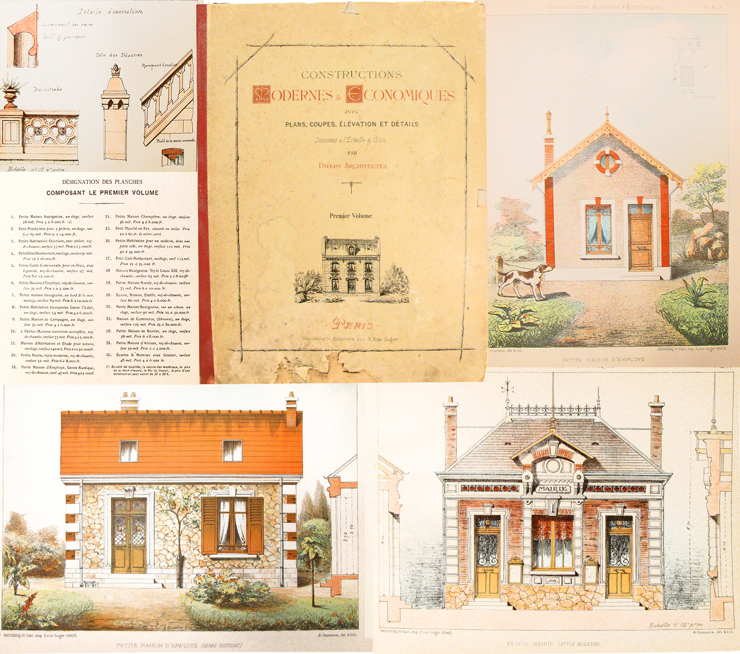 1880s French Architectural Lithograph Folio - 1st. Volume, 25 sheets